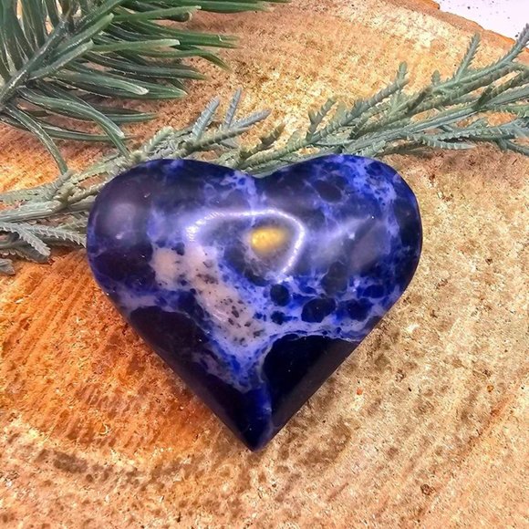 Beautiful Blue Sodalite Stone Carved 2" Heart Palm Stone - Picture 4 of 10